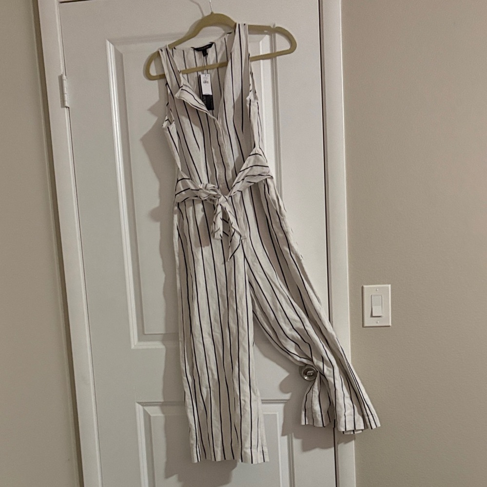 Banana Republic Black and White Striped Jumpsuit